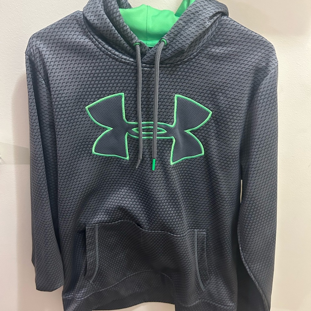 Under Armour Men's Charcoal Sweater with Neon Green Logo